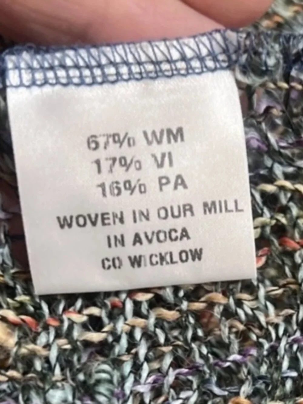 AVOCA The Mill Ireland Handweavers Cream, Blue, Grn Knotty Textured Scarf Fringe
